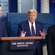 President Trump speaks, flanked by Senior Advisor to the President Jared Kushner and US Vice President Mike Pence, during the daily briefing on the novel coronavirus at the White House on April 2, 2020, in Washington, DC.